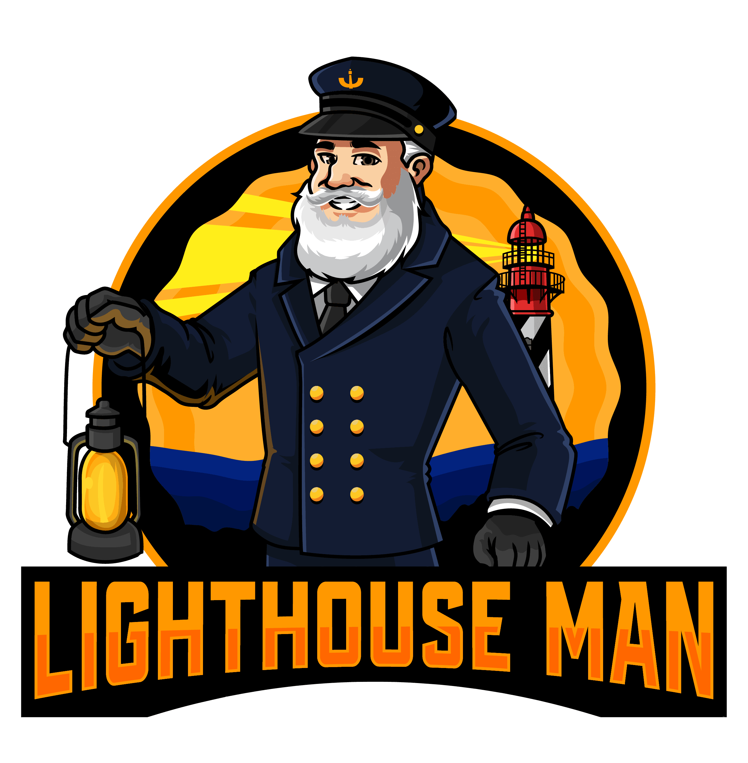 Mascot Lighthouse Man Logo