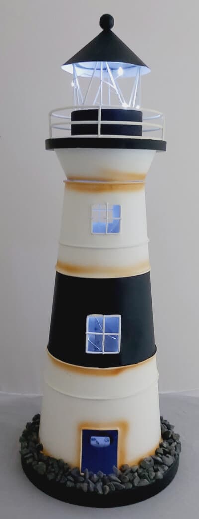 TL-400 20 Inch Tin Lighthouse Black Stripe