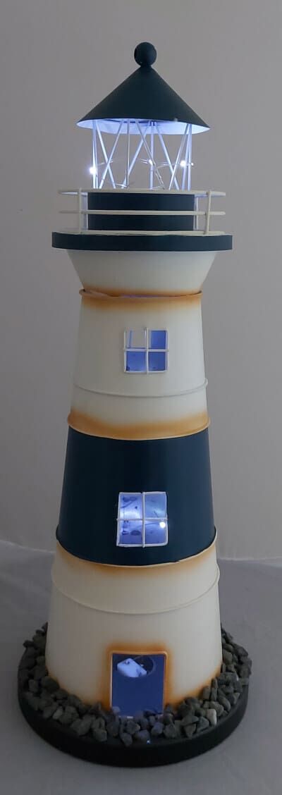 TL-400 20 Inch Tin Lighthouse Red Stripe
