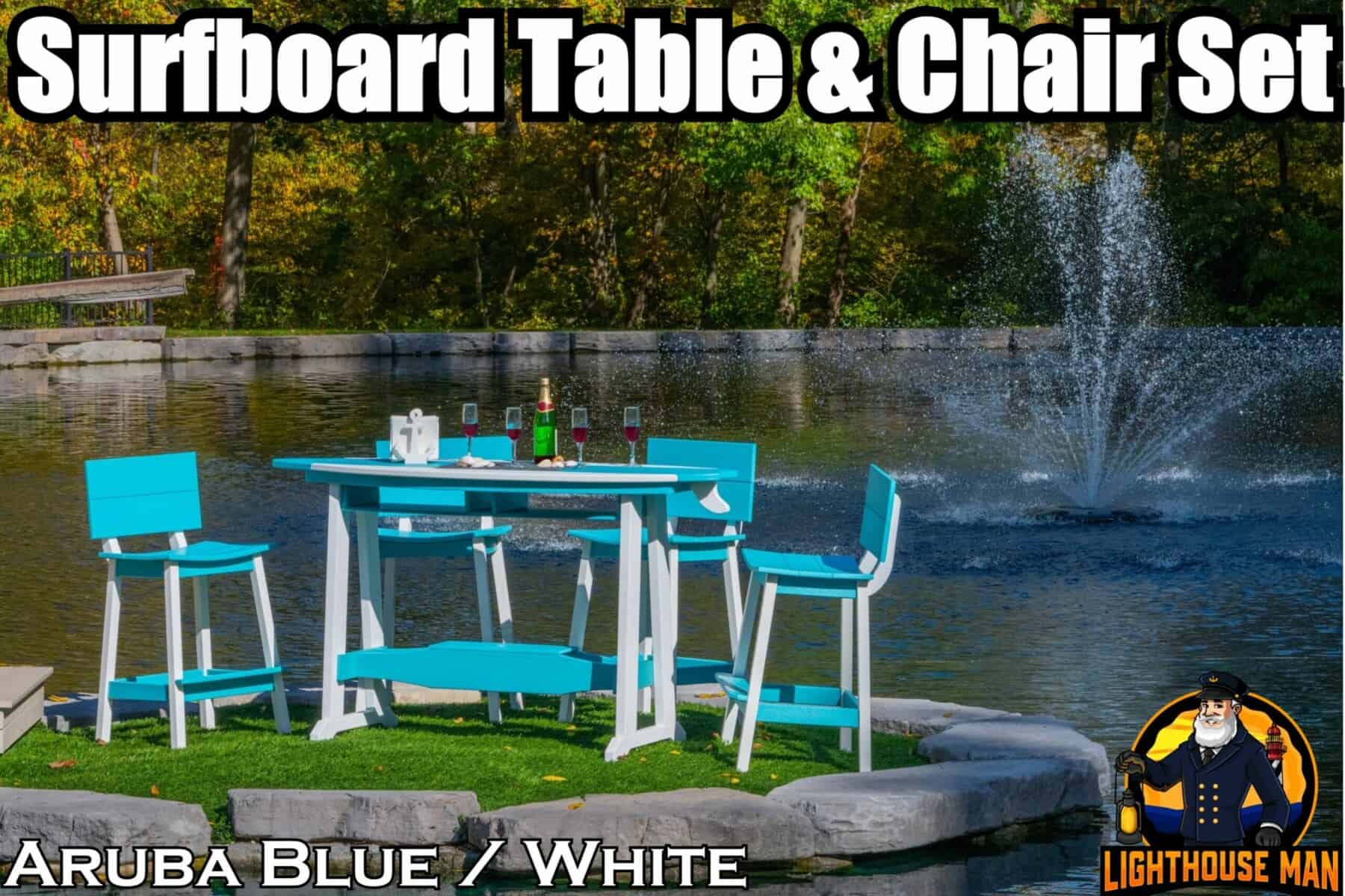 Poly lumber Surfboard Table and Chair Set on location