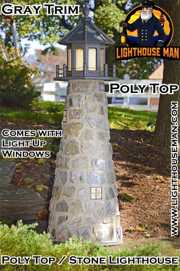 Stone Lighthouse Lawn Ornament